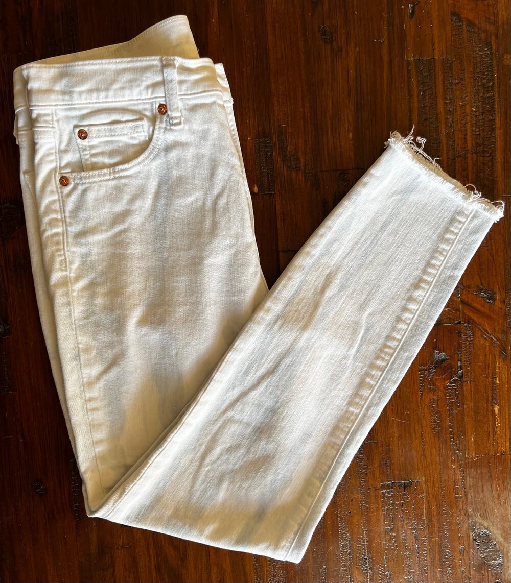 Gap True Skinny Woman Stripes White and Blue Denim Size 27